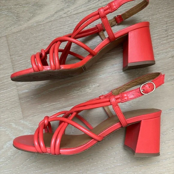 Sezane Thalie Sandals Orange Lisse - Size 38 - Picture 2 of 5